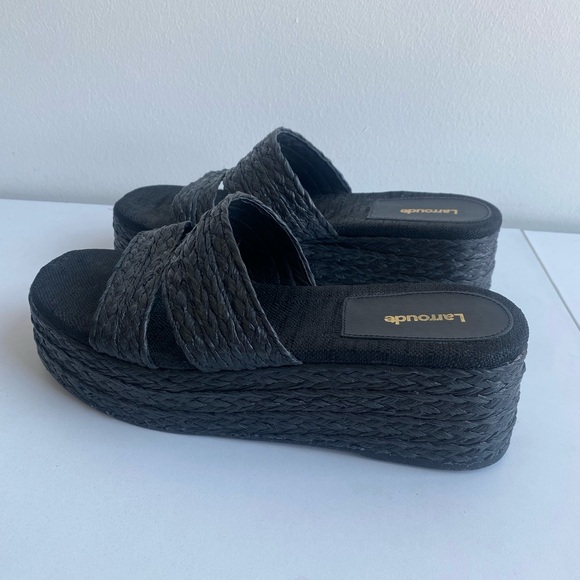 Larroude The Ash sandals handmade braided raffia in a flatform style Size 9 - Picture 2 of 13